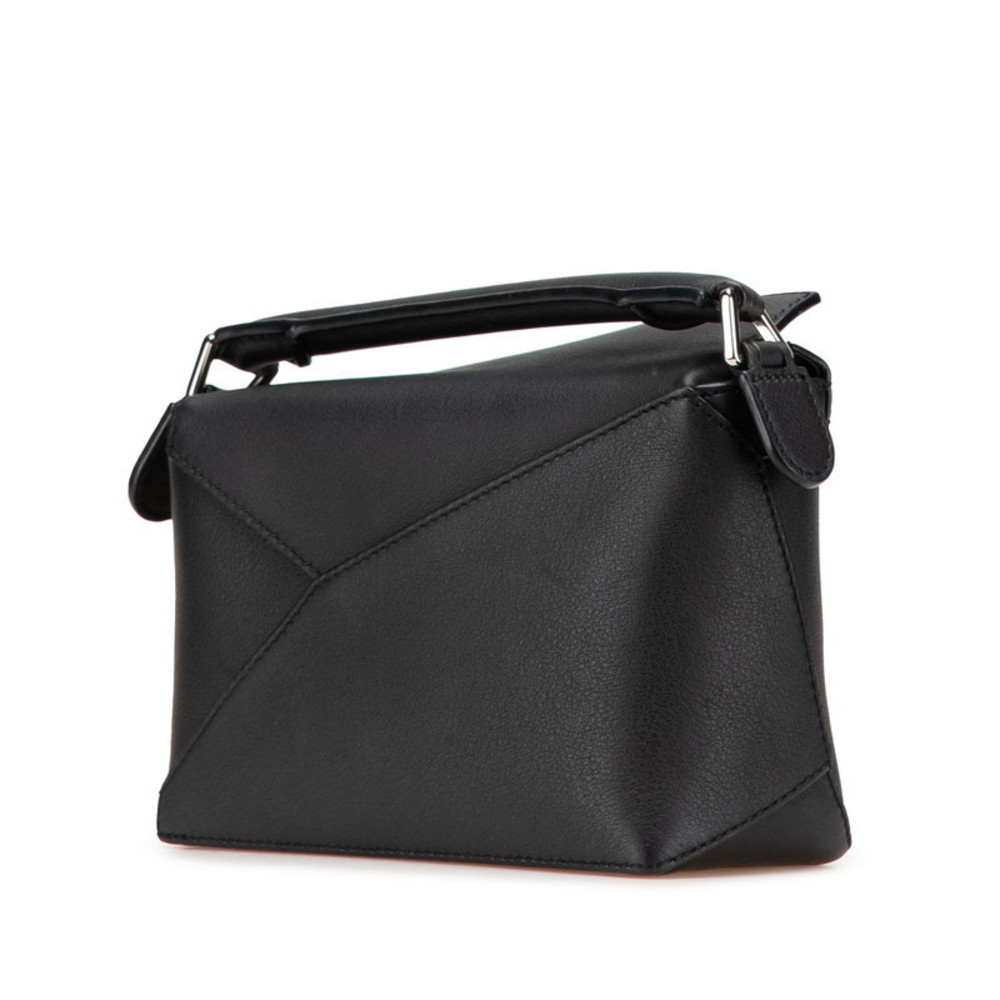 Loewe Edge Logo Bag Black Handbag Puzzle Mini Anagram Leather Shoulder - Picture 2 of 11